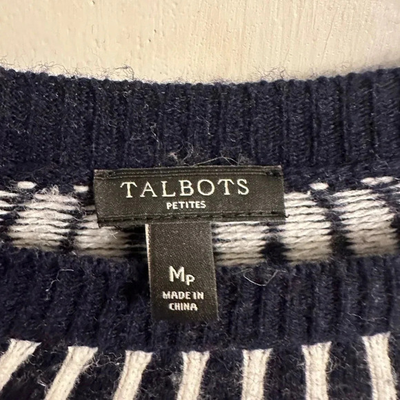 Talbots Icelandic Sweater Pullover Women's M Petite Red & Blue Vintage - Picture 3 of 5